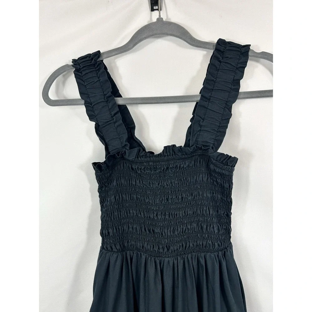 Abercrombie & Fitch Smocked Maxi‎ Dress Black XSP Tiered Cottagecore Coquette